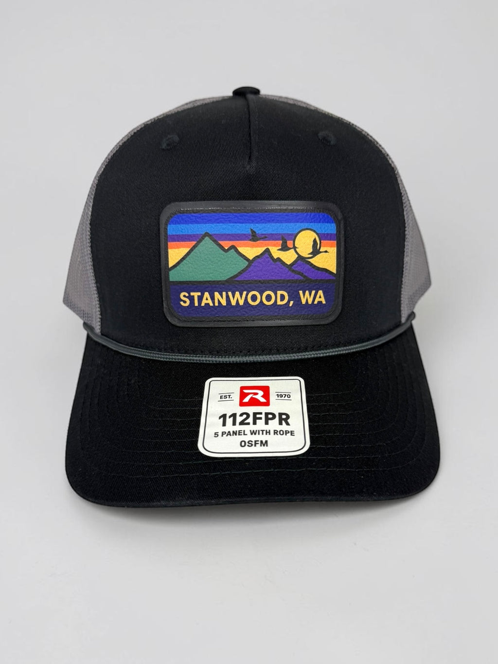 Hometown Leather Patch Snapback Hat- Black w/ Gray