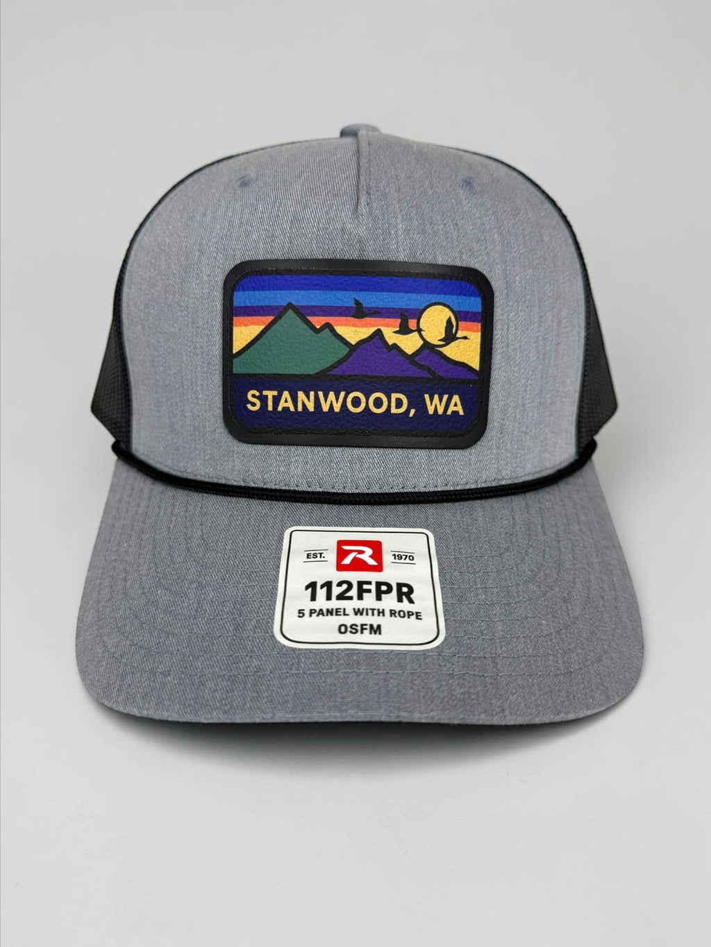 Hometown Leather Patch Snapback Hat- Gray w/ Black