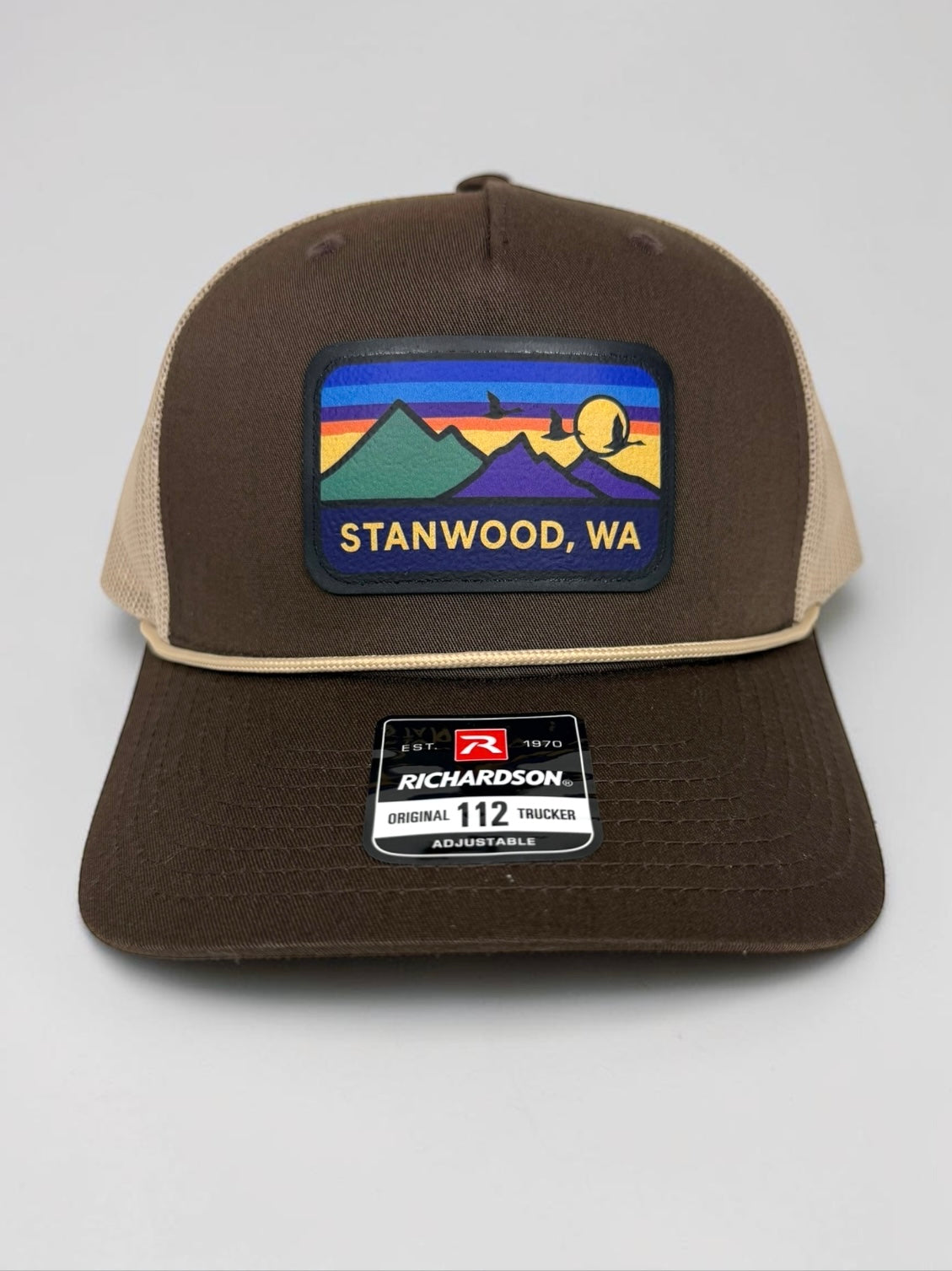 Hometown Leather Patch Snapback Hat- Brown/Tan