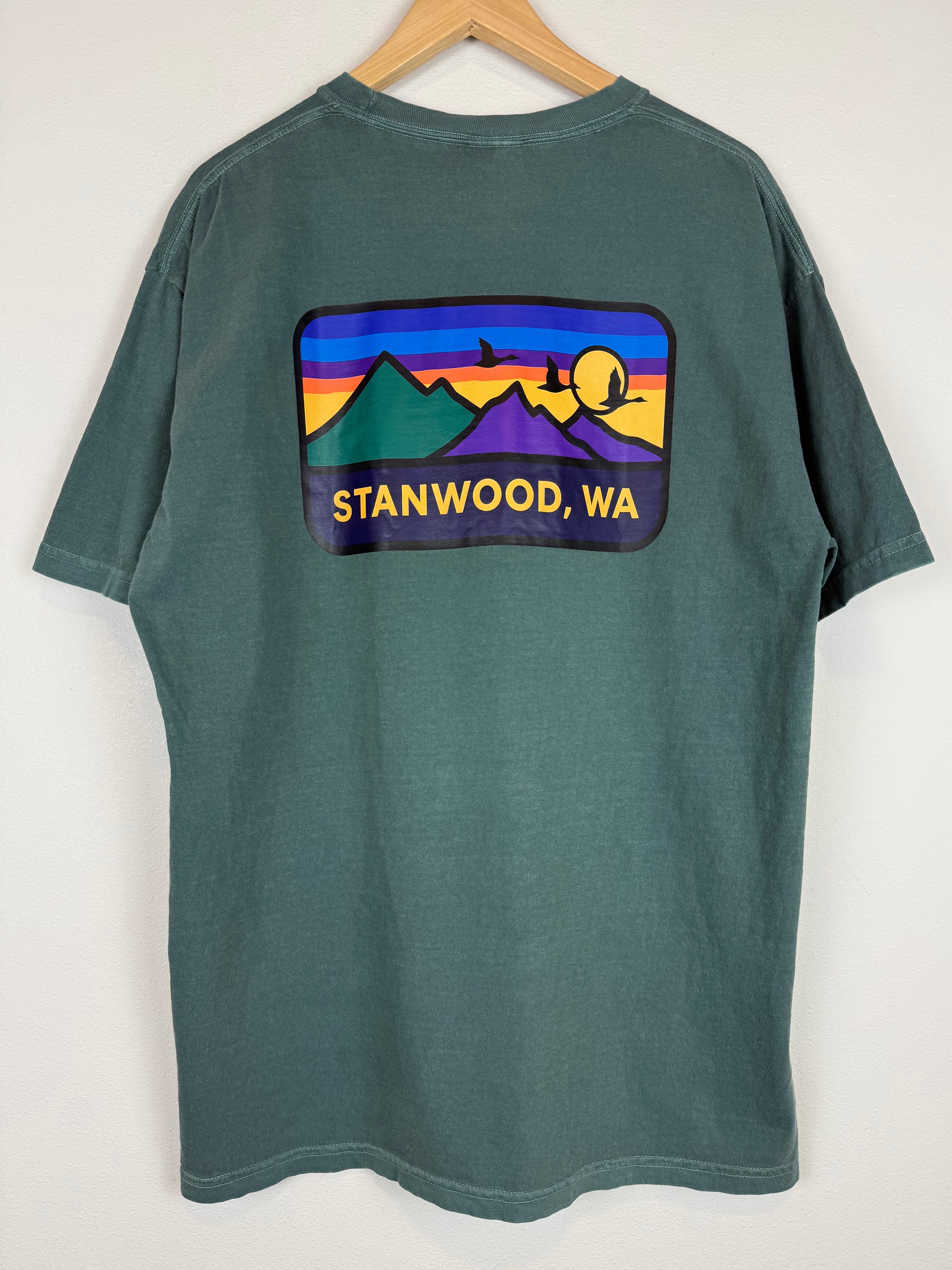 Stanwood WA Adult Short Sleeve Graphic Tee- Blue Spruce Green