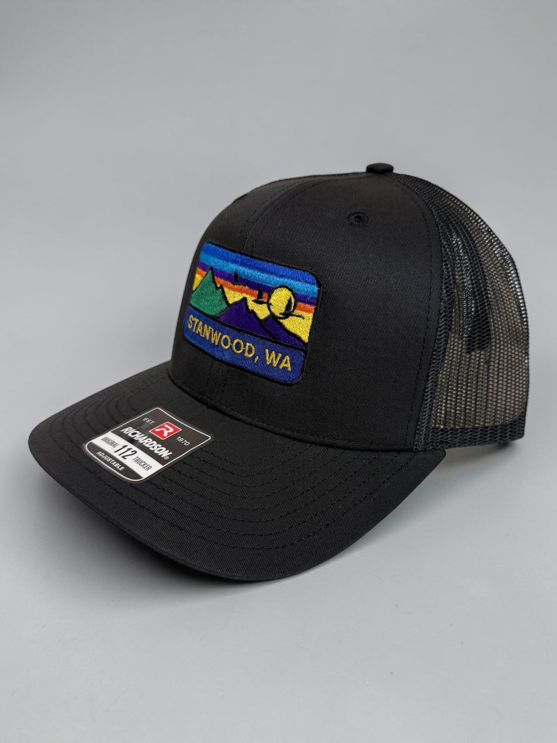 Hometown Embroidered Snapback Trucker Hat- Black