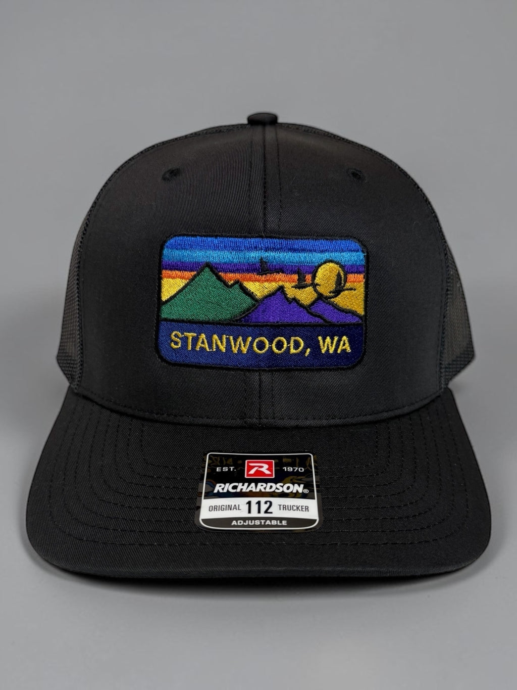 Hometown Embroidered Snapback Trucker Hat- Black