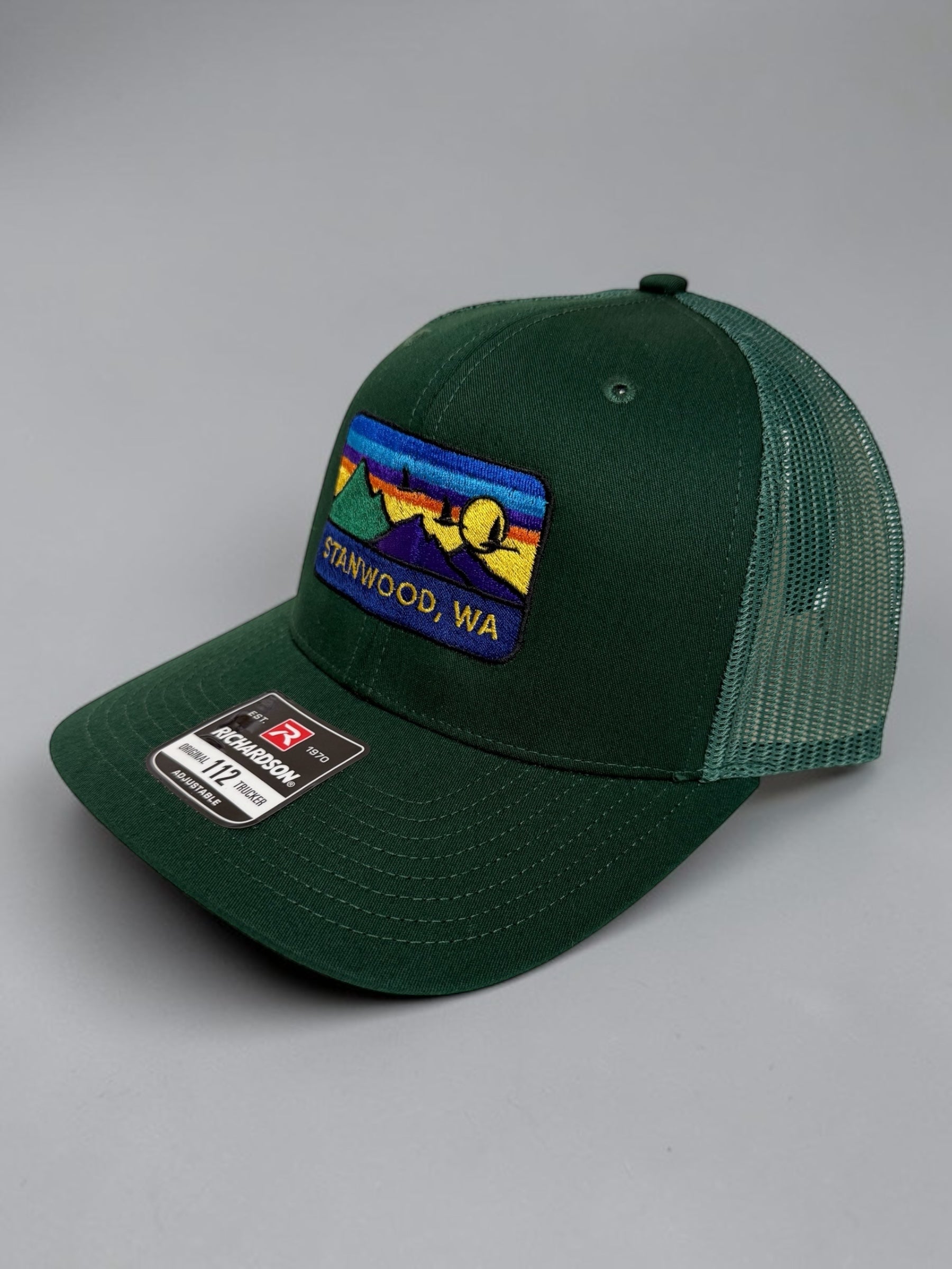 Hometown Embroidered Snapback Trucker Hat- Dark Green