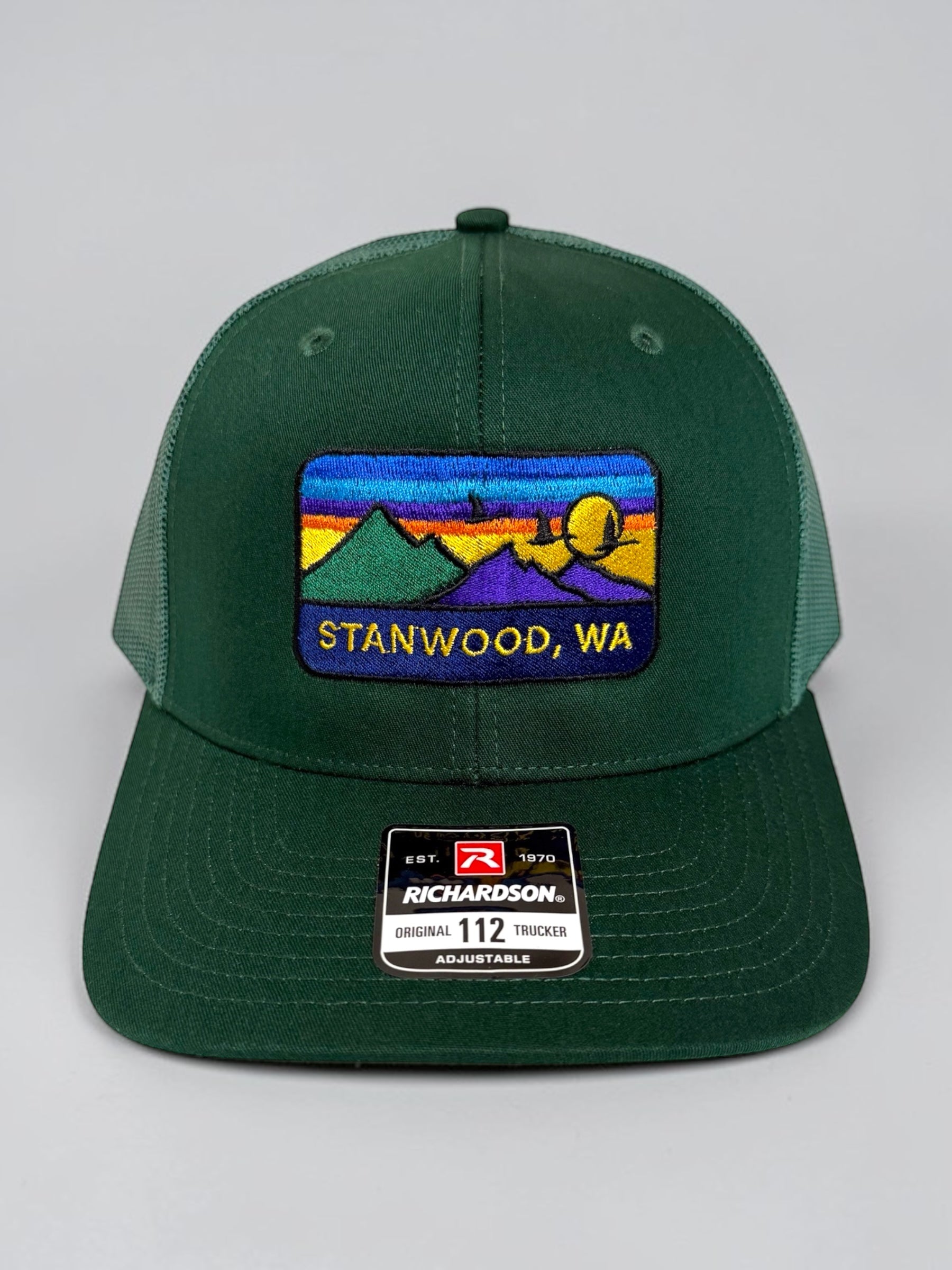 Hometown Embroidered Snapback Trucker Hat- Dark Green