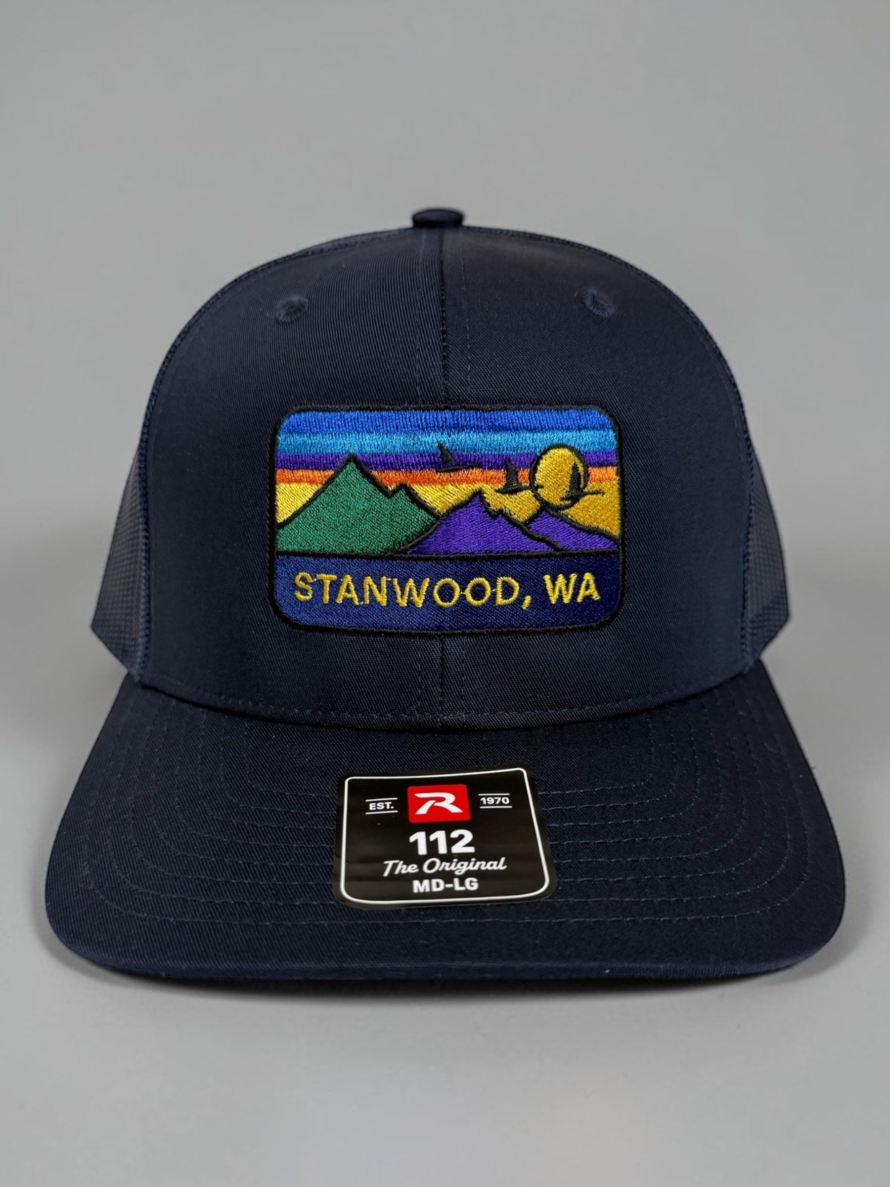 Hometown Embroidered Snapback Trucker Hat- Navy