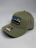 Hometown Embroidered Snapback Trucker Hat- Olive
