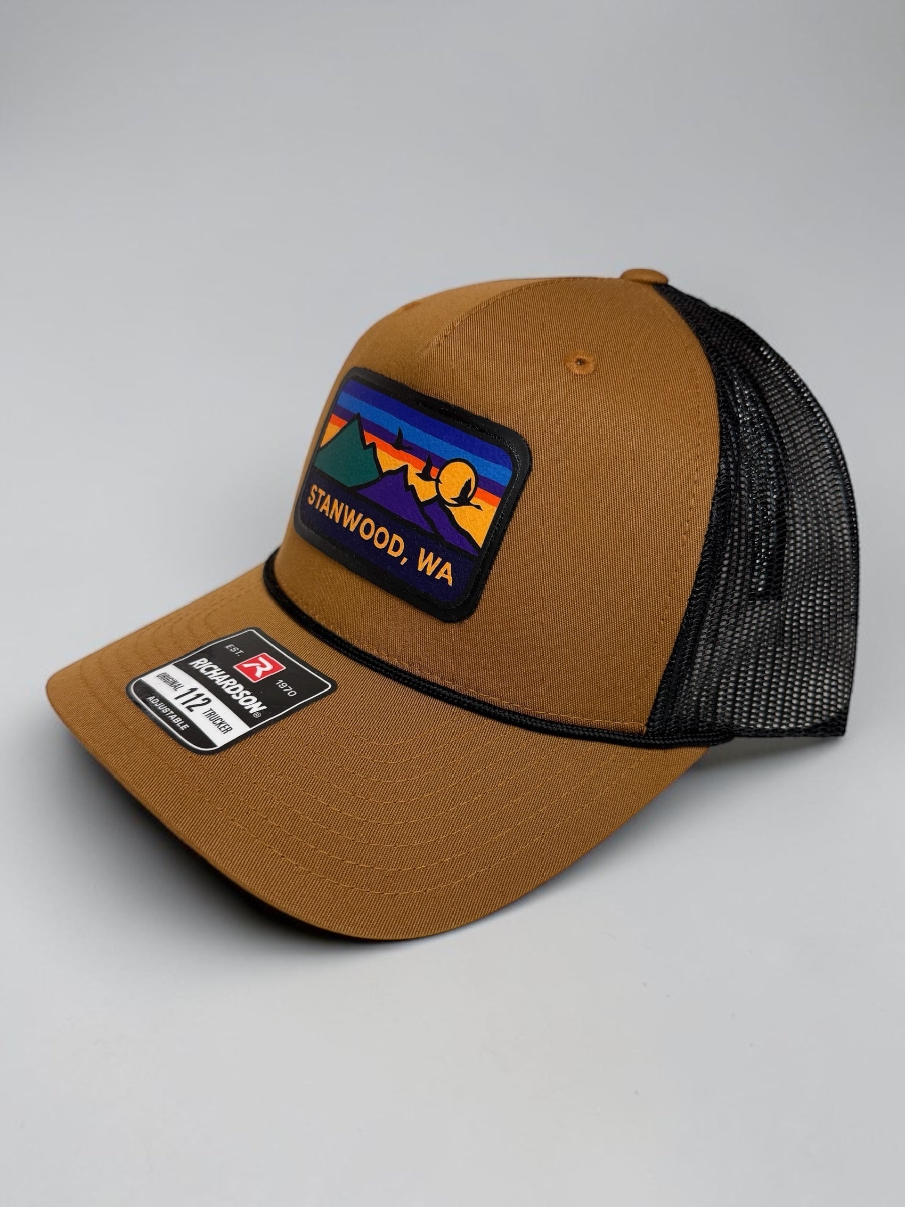 Hometown Leather Patch Snapback Hat- Caramel/Black
