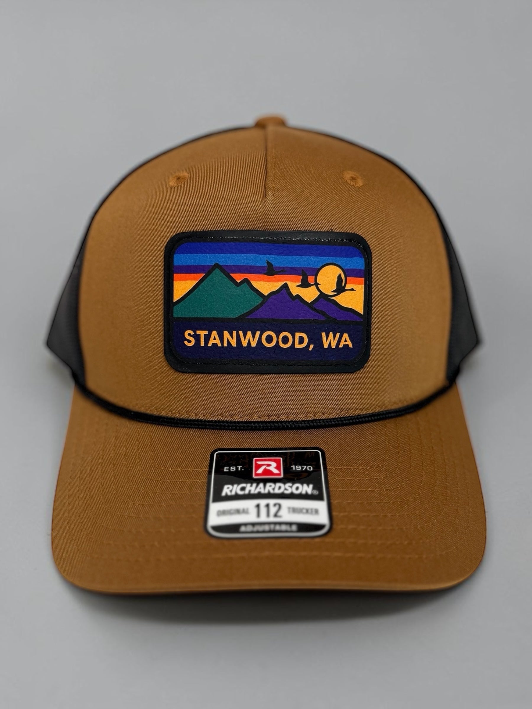 Hometown Leather Patch Snapback Hat- Caramel/Black
